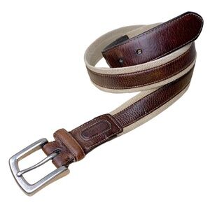 COLUMBIA Minimalist Active Gorpcore Brown Leather Canvas Rope Silver Buckle 36